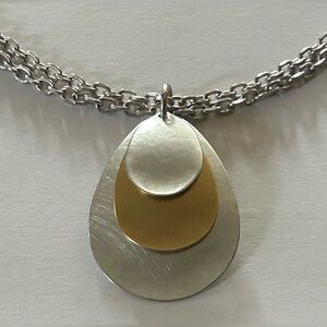 MARJORIE BAER Silver & Gold Tone Pendant Necklace New With Tags!